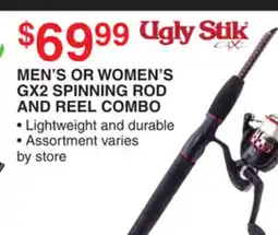 Dunham's Sports UGLY STIK MEN'S OR WOMEN'S GX2 SPINNING ROD AND REEL COMBO offer