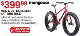 Dunham's Sports MONGOOSE MEN'S 26 DOLOMITE FAT TIRE BIKE offer