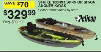 Dunham's Sports PELICAN STRIKE 100NXT SIT-IN OR SIT-ON ANGLER KAYAK offer