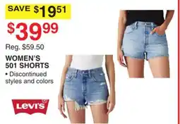 Dunham's Sports LEVIS WOMEN'S 501 SHORTS offer