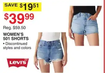 Dunham's Sports LEVIS WOMEN'S 501 SHORTS offer