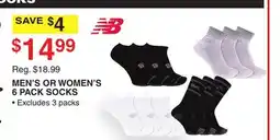 Dunham's Sports NEW BALANCE MEN'S OR WOMEN'S 6 PACK SOCKS offer