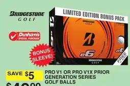 Dunham's Sports BRIDGESTONE PRO V1 OR PRO V1X PRIOR GENERATION SERIES GOLF BALLS offer