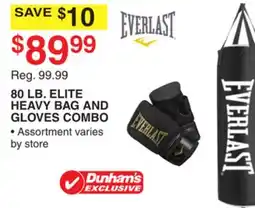 Dunham's Sports EVERLAST 80 LB. ELITE HEAVY BAG AND GLOVES COMBO offer