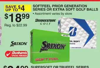 Dunham's Sports SOFTFEEL PRIOR GENERATION SERIES OR EXTRA SOFT GOLF BALLS offer