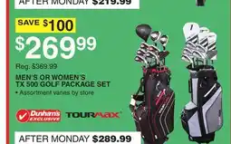 Dunham's Sports TOURMAX MEN'S OR WOMEN'S TX 500 GOLF PACKAGE SET offer