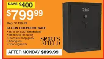 Dunham's Sports SPORTS AFIELD 64 GUN FIREPROOF SAFE offer