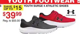 Dunham's Sports UNDER ARMOUR YOUTH SURGE 4 ATHLETIC SHOES offer