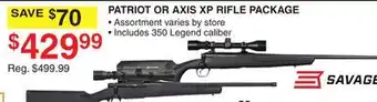 Dunham's Sports SAVAGE PATRIOT OR AXIS XP RIFLE PACKAGE offer