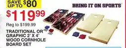 Dunham's Sports TRADITIONAL OR GRAPHIC 2' X 4' WOOD CORNHOLE BOARD SET offer
