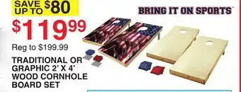Dunham's Sports TRADITIONAL OR GRAPHIC 2' X 4' WOOD CORNHOLE BOARD SET offer