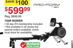 Dunham's Sports PROFORM 750R ROWER offer