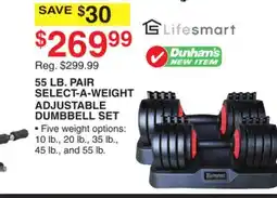 Dunham's Sports LIFESMART PAIR SELECT-A-WEIGHT ADJUSTABLE DUMBBELL SET offer
