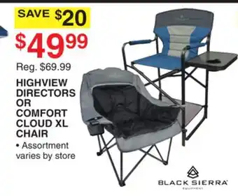 Dunham's Sports BLACK SIERRA HIGHVIEW DIRECTORS OR COMFORT CLOUD XL CHAIR offer