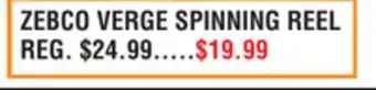 Dunham's Sports ZEBCO VERGE SPINNING REEL offer