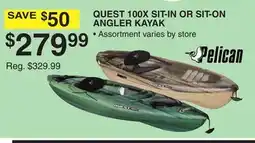 Dunham's Sports PELICAN QUEST 100X SIT-IN OR SIT-ON ANGLER KAYAK offer