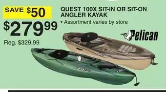 Dunham's Sports PELICAN QUEST 100X SIT-IN OR SIT-ON ANGLER KAYAK offer