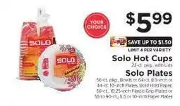 ShopRite Solo Hot Cups / Solo Plates offer