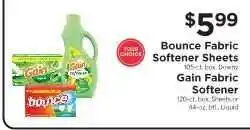 ShopRite Bounce Fabric Softener Sheets or Gain Fabric Softener offer