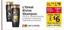 ShopRite L'Oreal Elvive Shampoo offer