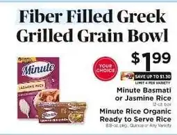 ShopRite Minute Basmati or Jasmine Rice / Minute Rice Organic Ready to Serve Rice offer