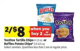 Meijer Tostitos Tortilla Chips Or Ruffles Potato Chips offer