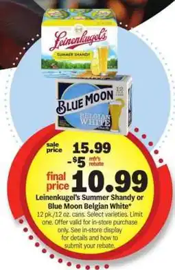 Meijer Leinenkugel's Summer Shandy or Blue Moon Belgian White offer