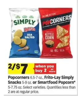 Meijer Popcorners, Frito-Lay Simply Snacks, or Smartfood Popcorn offer