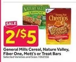 Stop&Shop General Mills Cereal, Nature Valley, Fiber One, Mott’s or Treat Bars offer