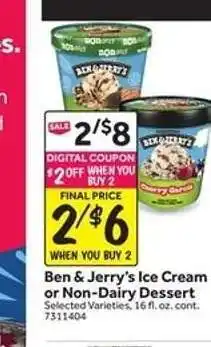 Stop&Shop Ben & Jerry's Ice Cream or Non-Dairy Dessert offer