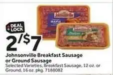 Stop&Shop Johnsonville Breakfast Sausage or Ground Sausage offer