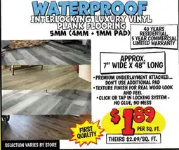 Ollie's WATERPROOF INTERLOCKING LUXURY VINYL PLANK FLOORING offer