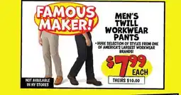Ollie's MEN'S TWILL WORKWEAR PANTS offer
