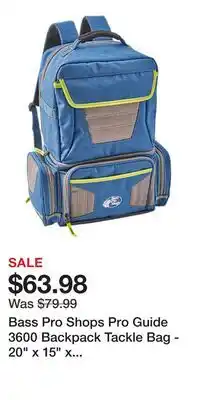 Cabela's Bass Pro Shops Pro Guide 3600 Backpack Tackle Bag - 20 x 15 x 7-1/2 - Bag with Three 3600 Boxes offer