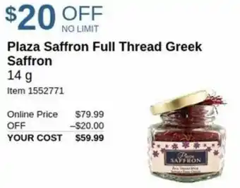 Costco Plaza saffron full thread greek saffron offer