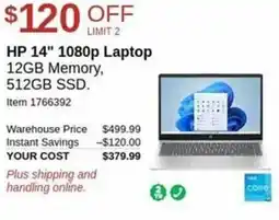 Costco HP 14" 1080p Laptop offer