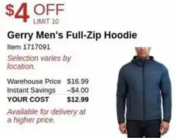 Costco Gerry men's full zip hoodie offer