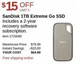 Costco SanDisk 1TB Extreme Go SSD offer