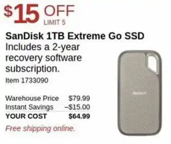 Costco SanDisk 1TB Extreme Go SSD offer