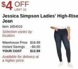 Costco Jessica simpson ladies' high rise jean offer