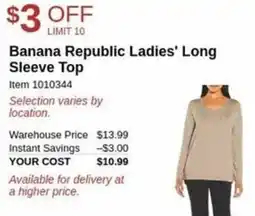 Costco Banana republic ladies' long sleeve top offer