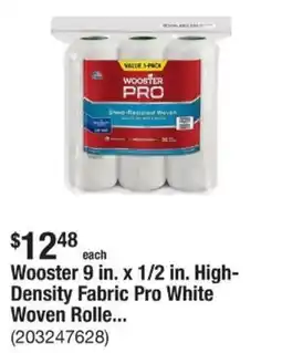 The Home Depot Wooster 9 in. x 1/2 in. High- Density Fabric Pro White Woven Rolle... offer