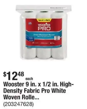 The Home Depot Wooster 9 in. x 1/2 in. High- Density Fabric Pro White Woven Rolle... offer
