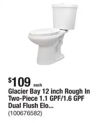 The Home Depot Glacier Bay 12 inch Rough In Two-Piece 1.1 GPF/1.6 GPF Dual Flush Elo... offer