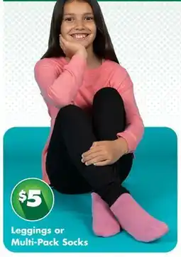 Dollar Tree Leggings or Multi-Pack Socks offer