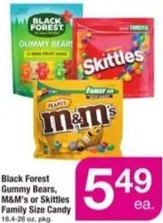 ACME Black Forest Gummy Bears, M&M's Or Skittles Family Size Candy offer