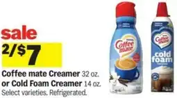 Meijer Coffee mate Creamer or Cold Foam Creamer offer
