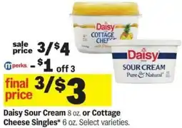 Meijer Daisy Sour Cream 8 oz. or Cottage Cheese Singles offer