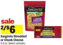 Meijer Sargento Shredded or Chunk Cheese offer
