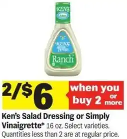 Meijer Ken's Salad Dressing or Simply Vinaigrette offer